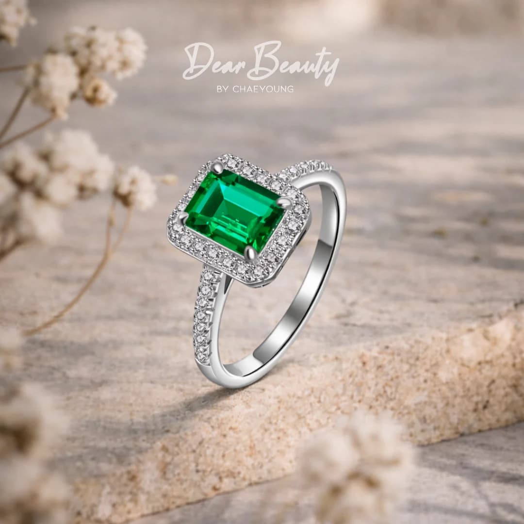 Kerry 4 Carat Emerald Halo Ring